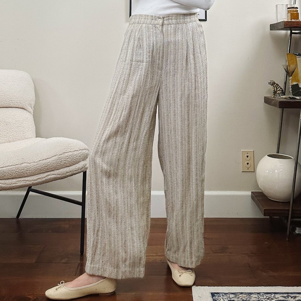 80's Wide Leg Cream Stripe Trousers